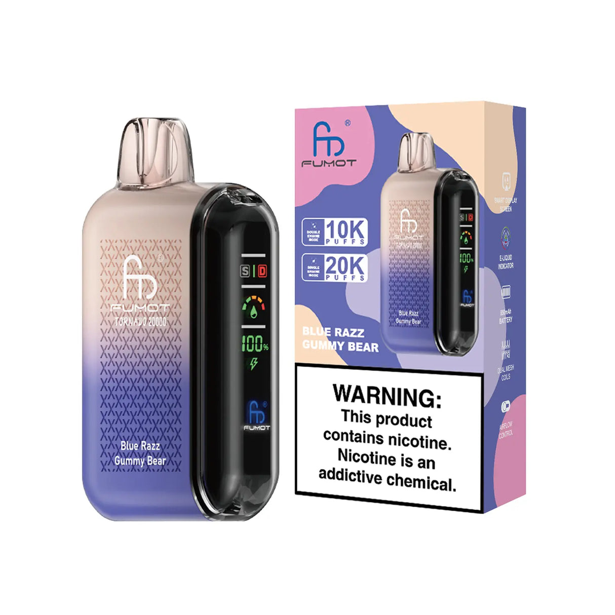 Fumot Tornado 20000 - Blue Razz Gummy Bear 2